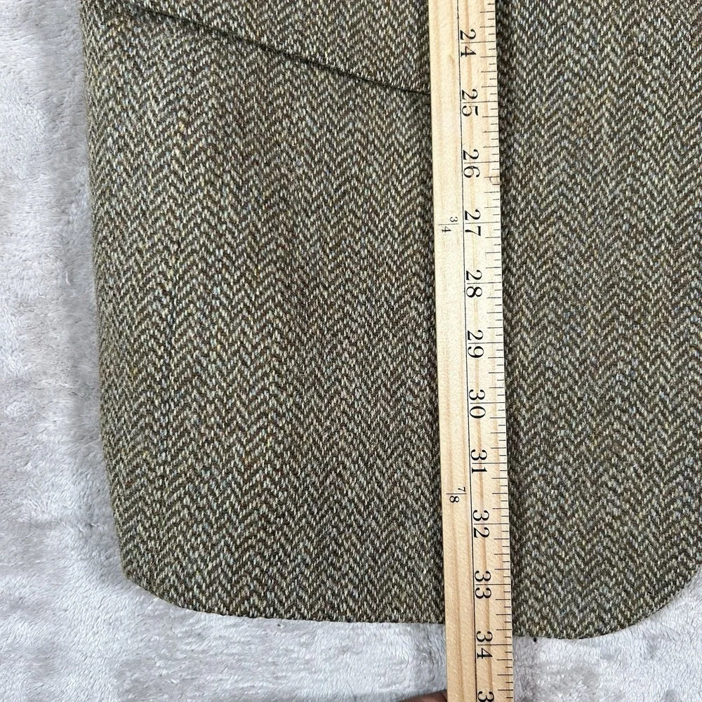 VTG Harris Tweed Blazer Mens 44L Brown Herringbone Wool Handwoven Sport Coat